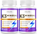 ZELSO (2 Pakke K3 Mineral vekttap piller for kvinner og menn, K3 Mineral piller - K3 Salt Mineral, vitamin + K3 Kapsler Supplement for keto vekttap - 2 måneders forsyning