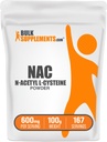 BulkSupplements.com NAC pulver - N-Acetyl Cysteine 600mg, NAC Supplement - Antioksidant Support, Glutenfri - 600mg per servering, 167 Serveringer, 100g (3,5 oz) (Pack of 1)