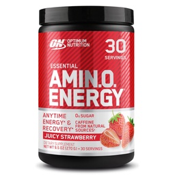 Optimum Nutrition Amino Energi - Før trening med grønn te, BCAA, Aminosyrer, ketovennlig, grønn kaffeekstrakt, energipulver - Juicy Jordbær Burst, 30 Serverer (Packing May Vary)