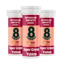 8Greens Supergreens Tabletter Super Greens Powder Superfood Tablett, Metabolisme Immunitet & Fokus, Daglige Grønne Effervescent Tabletter, Organisk: Aloe Vera, Spirulina, Klorella, Peach, 30 Services
