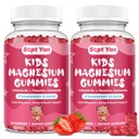 (2 Pack) Magnesium Gummies for barn - Magnesium Citrat Supplement med vitamin B6, L-theanin, kamille og sitron Balm - rolig magnesium for barn og voksne søvn, avslapning - Jordbær, 120 gummies