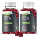 Viteey Prebiotic Fiber Gummier for voksne, 5g - Gut Helse & Digestiv Fiber Supplement Gummier - Null sukker lagt til, Vegansk, Glutenfri - 120 greve