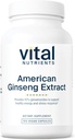 Vital næringsstoffer - Amerikansk Ginseng - Energistøtte - Mental og fysisk utholdenhet - 100 vegetariske kapsler per flaske - 250 mg