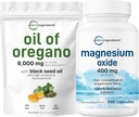 Mikroingredienser Olje av Oregano Softgels 6.000 mg Per servering og magnesiumoksid 400 mg Bundle Pack ® 4X Styrke Carvacrol & Thymoquinon ® Elemental Form for Maks konsentrasjon