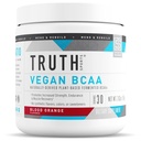 Sannhet ernæring vegansk BCAA pulver- 2:1:1 forholdet naturlig BCAA aminosyrer pulver for energi, muskelbygging, post trening gjenoppretting drikke for muskelgjenvinning (Blod oransje, 30 serveringer)