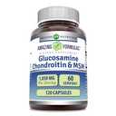 Amazing Formler Glukosamine Chondroitin MSM 1850 mg Per servering Kapsler Supplement | Ikke-GMO | Glutenfri | laget i USA (120 greve)