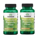 Swanson Prebiotic + Probiotic Fiber - Naturlig Supplement Fremme Digestive System & Immune Health Support - Hjelp Regularity & GI Tract Health - (60 kapsler, 500 millioner CFU Hver) (2 pakke)