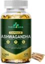 Organic Ashwagandha + svart pepper, alt naturlig høy styrke Supplement for stress relief og vitalitet 120 Softgels, 60-dagers forsyning