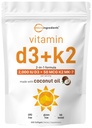 Mikroingredienser Vitamin D3 2.000 IU + K2 MK-7 50 mg, 300 Softgels | Jomfru Kokosolje | 2-i-1 Støtte | Lett å svelge, ikke-GMO