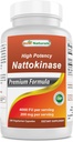 Beste Naturals høy potens Nattokinase 4000 FU Per servering / 200 mg per servering, 240 Vegetarain kapsler. Ikke-GMO, Glutenfri.