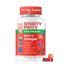 SmartyPants Organic Kids Multivitamin Gummies: Omega 3 (ALA), Vitamin D3, C, Vitamin B12, B6, A, K & Sink for immunstøtte, Biotin, Vegetarisk, Tre fruktflavorer, 120 greve (30 dagers forsyning)