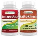 Beste Naturals Serrapeptase 40000 SPUs & Nattokinase 100 Mg