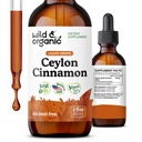 Wild & Organic Ceylon kanel ekstrakt flytende dråper 500mg - flytende kanel kosttilskudd for total støtte - kanel Verum Bark Tinktur - Vegansk, sukker og alkohol-fri, ikke-GMO - 2 fl oz