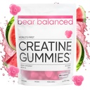 Bear Balanced Kreatin Gummies for menn og kvinner - Creapure® Kreatin Monohydrat, L-Theanine, L-tyrosin og B12 for muskelvekst, styrke, fokus, energi og helse - lav kalorie, sukkerfri, & vegan