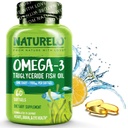 NATURELO Burpless Omega 3 Fish Oil Supplement - 1100mg Triglycerid Omega-3, EPA + DHA, flytende fiskeolje for hjerte, øye, hjerne, felles helse - 60 Softgels, 2 måneders forsyning