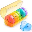 Sukuos store ukentlige pilleorganisator 2 ganger om dagen, daglig pilleboks 7 dager lett å åpne med dobbel beskyttelse, PM piller tilfelle for medisin /vitamin / fish olje / supplements (Yellow)