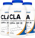 Nutricost CLA (Konjugert Linoleic Acid) 2.400mg, 240 Softgels - Glutenfri, Ikke-GMO, 800mg Per Softgel (3 flasker)