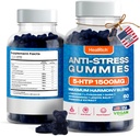 Stress Relief Gummies - 1500MG 5HTP med L-Theanine Gaba & L-Tyrosin - Ashwagandha Herbal Supplement støtter immateriell varsling Vegan Brain Mood Boost kosttilskudd for barn og voksne laget i USA