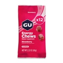 GU Energi Chews, Strawberry Energy Gummies med elektrolyter, Vegan, Glutenfri, Kosher, 20 mg koffein og Dairy-Free On-the-Go Energi for enhver trening, 12 poser (24 serveringer totalt)