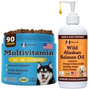 Naturlig hundeselskap velvære Bundle for hunder, lakseolje for hunder, multivitamin og kosttilskudd