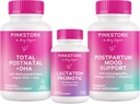Pink Stork New Mom Nødvendigheter Bundle: Postnatal Vitamin med DHA og Foline Acid, Lactation Probiotic for brystmelk Supply + Immune Support, Postpartum Mood + Hormone Support, Postpartum Essentials