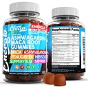 Ashwagandha Maca Root Gummies med Fenugreek Hibiscus Slippery Elm Saffron Ekstrakt & Beta Caroten | Peach Flavor Vegansk Gummy Vitaminer Adaptogen Cortisol Supplement Energilo ved ren Nutra