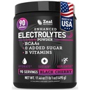 Zeal Naturals Electrolyte Pudder Recovery Drink (90 Serveringer Svart Cherry) w 0 Sukker + BCAA + B-Vitaminer Electrolyte Supplement w Kalium sink & magnesium for Hydrasjon - Keto elektrolyter