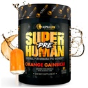 ALPHA LION Superhuman Pre Workout pulver, Beta Alanine, L-Taurin & Tri-kilde-kaffein for regenerert energi og fokus, nitrogenoksid og citrullin for pumpe (21 serveringer, orange gainsicle)