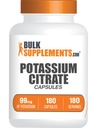 BulkSupplements.com Kalium Citrat Kapsler - Kalium Supplement, Kalium Citrat 99 mg - Kalium Citrat Supplement, Kalium piller - 1 Kapsel per servering, 180 Kapsler (pakke med 1)