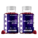 Vitamatic Melatonin 20mg Gummier for voksne, 30 Serveringer - 60 greve - Ikke-Habit Forming Supplement (Pack of 2)