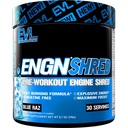 EVL Ultimate pre trening pulver - termogen fettforbrenning støtte preworkout pulver drikk for varig energi fokus og utholdenhet - ENGN Shred Intense Kreatin Free Preworkout Drink Mix - Blå Raz