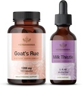 HERBAMAMA Goat Rue og Melk Thistle Kit - Budge på 1200 mg Goat Rue Capsules & Milk Thistle Liver Detox Drops 2 fl oz - Vegan, ikke-GMO, sukker og alkohol-fri - 2 pakke