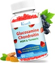 Høy Biotilgjengelig Glucosamine Chondroitin Gummies med gurkemeie og MSM, Boswellia -Joint Support Supplement - Cartilage Support, Fleksibilitet og styrke - 60 Gummies