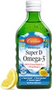 Carlson - Super D Omega-3, Wild-Caught Norsk Arctic Cod Liver Oil, 2000 IE (50mg) Vitamin D3, 1100 mg Omega-3s, Sustainly Sourced Nordic Fish Oil Liquid, Lemon, 250 ml