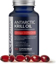 Wild Caught Antarctic Krill Oil 500 mg Softgels, SuperbaBoost Omega 3 Supplement, EPA & DHA, Astaxanthin, Choline, 56% Fosfolipider, bærekraftig, Ingen fiskeolje, Vanilla Flavor (60-dagers Supply)