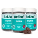 BeLive Biotin Gummies - Hud, negler og hårvitaminer med A, C, D, E, B12, sink, folat og inositol, Biotin Supplement for anti-aldring, energi og kollagen Boost, Multivitamin Gummier - Jordbær |