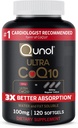 Qunol CoQ10 100mg Softgels, Qunol Ultra CoQ10 100mg, 3x bedre absorpsjon, antioksidant for hjerte helse og energi produksjon, coenzym Q10 vitaminer og kosttilskudd, 120 greve (pakke på 24)
