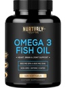 Omega 3 Fish Oil 2000mg, 800mg EPA og 600mg DHA - Enterisk coated og Burpless - Støtter Hjerne, og Hjerte - Burpless, Ikke-GMO, 3rd Party Lab Testet og NSF Certified - 120 Softgels