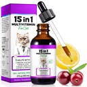 Cat Multivitamin,15 i 1 Kattvitaminer flytende dråper Kosttilskudd for hjerte helse, bein, ledd, hud og Coat, Bladder, Immunsystem Støtte 60ml