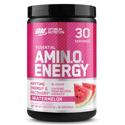 Optimum Nutrition Amino Energi - Før trening med grønn te, BCAA, Aminosyrer, Ketovennlig, Grønn Kaffeekstrakt, Energipulver - Vannmelon, 30 Servering (Packing May Vary)