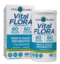 Vital Planet - Vital Flora Probiotika for menn, 60 milliarder CFU, 60 diverse strimler, 7 organiske prebiotika, menns daglige hyllestabil probiotika for immunstøtte, gass relief, digestiv helse 60 kapsler