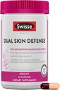 Swisse Beauty Dual Skin Defense Supplement | Astaxanthin, Grape Seed Extract, og Vitamin C | Støtter kollagenformasjon, hud elastisitet, antioksidant beskyttelse og regenerering | 30 kapsler