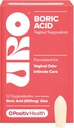 O Positiv URO Boric Acid Vaginal Suppository - med laktikksyre, og Aloe for rask relief og Vaginal Odor Control - Vegan, fri for parabener, dyser og fragranser - 12 greve (pakke med 1)
