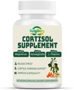 Cortisol Supplement for kvinner menn, hormonbalanse, Magnesium, Ashwagandha, Rhodiola, L-Theanine, Vitamin B6 & B12, Mood, Fokus, Søvnstøtte, Vegan 60 Kapsler