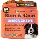 Naturlig hundeselskap hud og Coat Supplement for hunder – Omega 3 lakseolje, Biotin & vitamin E Støtte Shiny Coat, sunn hud og normal shedding, fremmer komfort fra anledninger, 90 teller