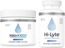 Hi-Lyte Keto K1000 Electrolyte pulver |Hi-Lyte Powder Drink Blande Raw Mineral Flavor, Ingen Stevia | 50 Serveringer | Plus Electrolyte Replacement Kapsler for Rapid Rehydrering