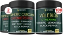 Bundle 7in1 Turmeric Curcumin & 5in1 Valerian Root Supplement - støtte Digestion, hjerte helse, immun og avslapping