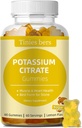 Kalium Gummies for voksne barn, sukkerfri, støtte benkramper og muskel og hjerte helse, vital elektrolytt, som Kalium Citrat, beste Kalium Gummies for steiner, vegansk, ikke-GMO, sitronflavor, 60