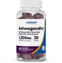 Nutricost Ashwagandha Gummies 1200mg Ekvivalent Per Serving (Mixed Berry Flavor), 60 Gummies, 30 Serveringer
