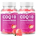 2 Pack CoQ10 Gummies 250 mg, Plus Omega-3, vitamin B3 & sink, magnesium - høy absorpsjon koenzym Q10 kosttilskudd for hjerte helse, cellulær energi, og antioksidant støtte, 120 count